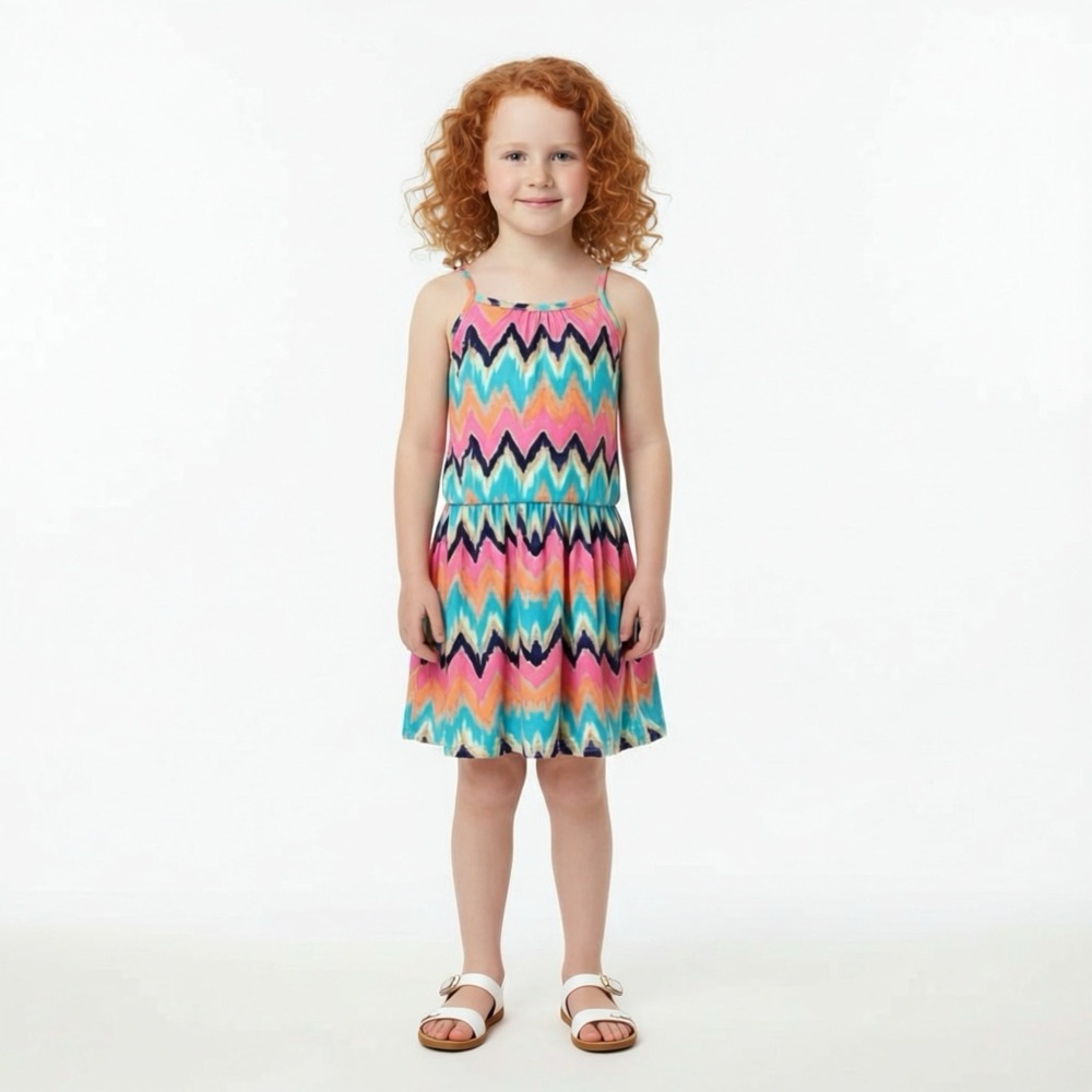 NEW Imoga Soft Fun Chevron Sun Dress Girls sz 4 Pink Blue